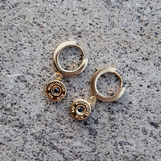 Winchester 308 Bullet Earrings Gold